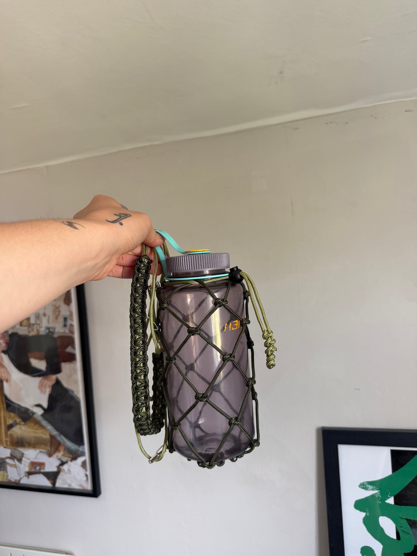 Two Tone Green Paracord Nalgene Bottle Sling